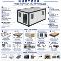 Casa Contenedor Modular Prefabricada de Ensamblaje Rápido, Casa Contenedor Plegable, Oficina Móvil Expandible, Casa de Campaña para Obras de Construcción