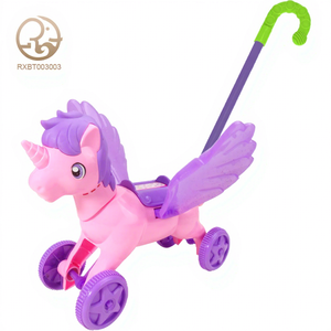 Mini dibujos animados Animal mano empujar unicornio juguetes para bebés y niños pequeños Push-Pull Aprendizaje Temprano caminar bebé andador música - Product Image 1