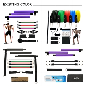 Kit de <span class=keywords><strong>barre</strong></span> de Pilates en acier de haute qualité <span class=keywords><strong>avec</strong></span> bandes de résistance, sangle d'ancrage de porte portable pour entraînement de fitness complet du corps et renforcement musculaire - Product Image 6