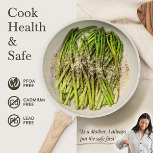 Juego de Utensilios de Cocina <span class=keywords><strong>CAROTE</strong></span> de 21 Piezas Antiadherentes para Inducción con <span class=keywords><strong>Sartenes</strong></span> y Ollas, Libres de PFOS/PFOA, Granito Blanco - Product Image 3