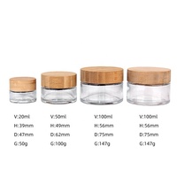 Conteneur de poudre en verre Portable 100ml, crème cosmétique de voyage, bricolage, couvercle en bambou, pot en verre