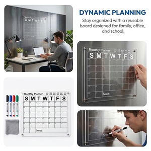 Acrylic Magnetic Monthly Planner Dry Erase Fridge <b>Calendar</b> Board Reusable Refrigerator Memo Board for Home Kitchen Office - Product Image 4