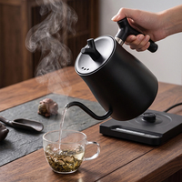 Bouilloires à café sans fil noires OEM, bouilloire à bec de cygne électrique avec contrôle de la température et poignée anti-brûlure