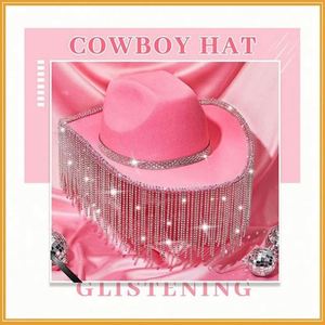 Sombrero Vaquero con Borlas de Diamantes de Imitación de 12 cm - Diseño Rosa Jazz Personalizado para Fiestas Rave, Impresión Serigráfica Promocional para 4 Estaciones - Product Image 5