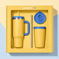Gobelet isotherme personnalisé de 40 oz avec poignée, grande capacité, en acier inoxydable à double paroi, isolé sous vide, pour voiture