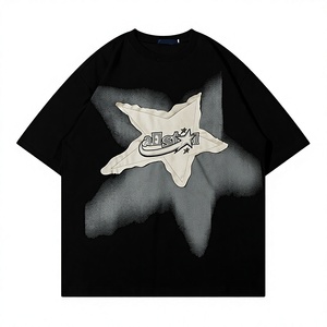 YPRS Herren Streetwear Designer Ästhetisches Amerikanisches Retro-Stern-Patchwork Entspanntes Boyfriend-Fit Trendiges T-Shirt für Paare - Product Image 1