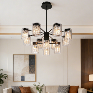 Lustre moderne de luxe, style européen et américain, lampe de plafond en cristal, luminaire suspendu carré linéaire en verre, éclairage domestique pour chambre à coucher - Product Image 2