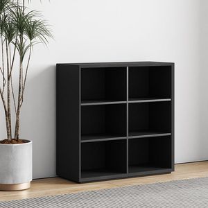 Estante <span class=keywords><strong>de</strong></span> almacenamiento simple moderno para el hogar, mueble <span class=keywords><strong>de</strong></span> sala <span class=keywords><strong>de</strong></span> estar, estantería con combinación <span class=keywords><strong>de</strong></span> vidrio, color negro - Product Image 5