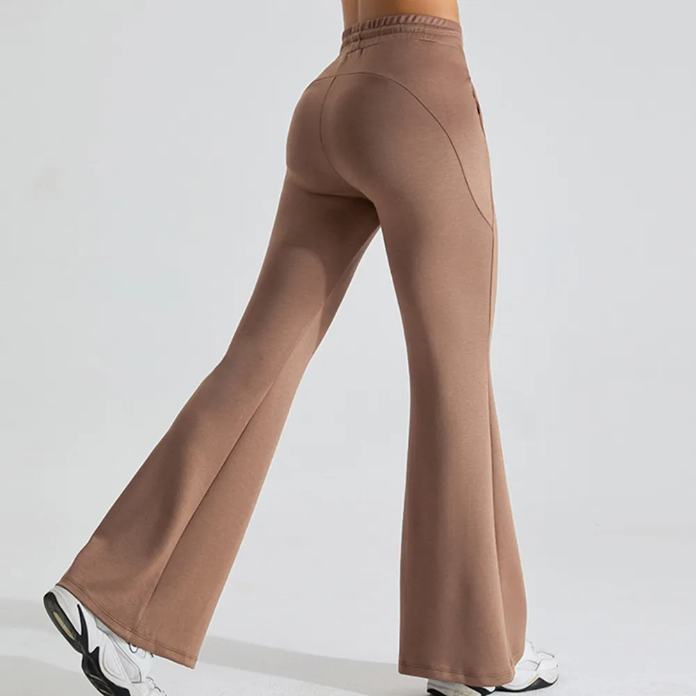 Celana Yoga Flare kustom celana Yoga Push Up kerut Fitness ketat pinggang tinggi latihan lebar kaki Yoga legging untuk wanita dengan tali