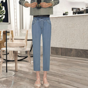 Jeans pour hommes décontractés à motif droit baggy bleu foncé personnalisé imperméable léger 100% coton élégant taille moyenne vente en gros - Product Image 3