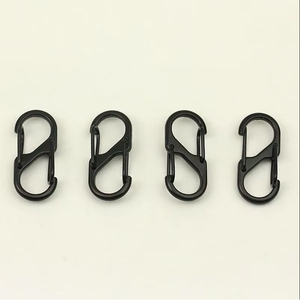 Black S-shaped Metal Carabiner Snap Hook Double Lock <b>Spring</b> <b>Clip</b> for Backpack Luggage Outdoor Use - Product Image 3
