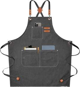 Wholesale Custom Durable Cotton Bib Washed Canvas Chef <b>Barista</b> Garden Cooking Restaurant BBQ <b>Apron</b> for Men - Product Image 1