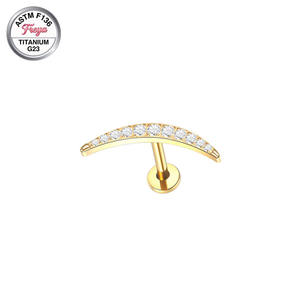 Pendientes de titanio ASTM-F136 con circonita para piercing de moda: Tragus, Helix, Daith, Lóbulo, con parte trasera plana, rosca interna, Labret y Anillos para la nariz - Product Image 2