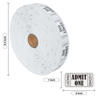 Rouleaux de billets de tombola numérotés séquentiellement 1x2 pouces, blancs perforés, pour événements (Admit One), 2000 pièces/rouleau, pour carnaval et collectes de fonds