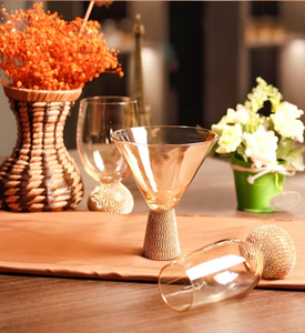 Copas de <span class=keywords><strong>Vino</strong></span> Grandes Transparentes con Borde Dorado para Flautas, Estilo Diamante, y Copas de Postre de Lujo con Baño de Oro, Venta al Por Mayor - Product Image 4