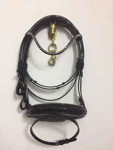 Lujosa brida de caballo de cuero gris, corona anatómica, productos de caballo de lujo acolchados cómodamente, banda nasal patentada de alta calidad - Product Image 2