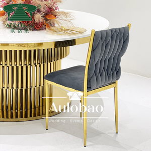 Salón de Bodas de Oro de acero inoxidable de terciopelo tejido tapizar Silla de moda para restaurante - Product Image 5