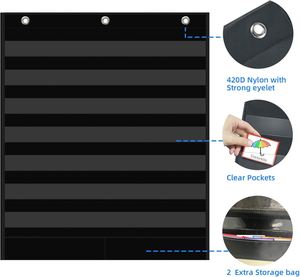 Organisateur mural transparent standard avec poches de rangement supplémentaires pour tableau de mots de classe, cartes de lettres et bandes de phrases - Product Image 3