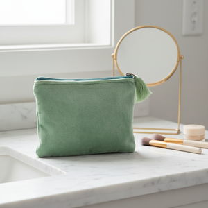 Sac <span class=keywords><strong>de</strong></span> maquillage personnalisé en gros, à rayures, avec pompon, écologique, portable, à fermeture éclair, pour filles - Product Image 4