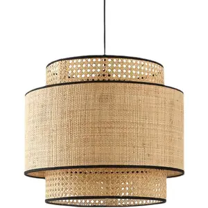 Woven Pendant Light Modern Decorative Handmade Natural Rattan Lampshade For Living Room Bedroom Illumination