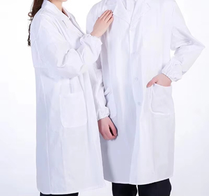 Bata de Laboratorio Duradera, Bata Médica Blanca Unisex, Uniformes para Hospitales, Tejidos para Uso Prolongado, Manga Larga, Polialgodón - Product Image 3