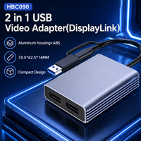 DisplayLink 2in1 USB Type-C Dual DP Adapter 4K+60Hz Cangkang Aluminium Konverter Video Laptop Monitor Ganda Stok Garansi 12 Bulan