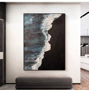 Peintures abstraites de paysages marins, peintures sur toile encadrées, art mural adapté à la décoration murale du salon, décoration de la maison - Product Image 4