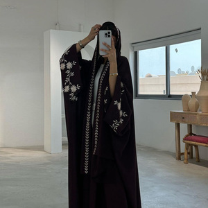 Elegante Abaya de mujer musulmana Eid con bufanda bordada caftán marroquí cárdigan vestido para Ramadán túnica larga de Turquía Dubai - Product Image 5