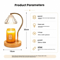 Lampe chauffe-bougie en verre décorative, moderne et minimaliste, pour chevet, avec fonction veilleuse et diffuseur d'arômes
