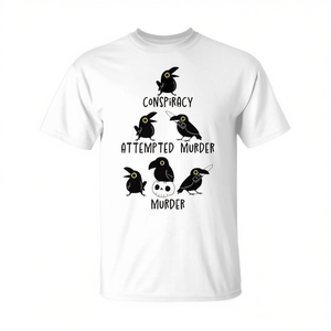 Camiseta Conspiracy Attempted Murder Crows Sarcastic Nature para adultos, unisex, manga corta, cuello redondo, impresión digital - Product Image 2