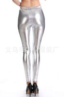 Femmes Performance Latex Wet Look Holographique Shinny Metallic Dance Club Wear Leggings Collants d'Halloween pour les filles