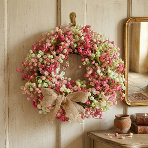 Guirlande artificielle avec nœud en <span class=keywords><strong>toile</strong></span> <span class=keywords><strong>de</strong></span> <span class=keywords><strong>jute</strong></span>, guirlande florale en plastique, décoration <span class=keywords><strong>murale</strong></span> ronde pour porte d'entrée, maison, mariage - Product Image 6