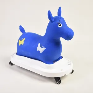 Caballo de juguete para niños, juguete de animal suave para montar en interiores y exteriores, color azul, nuevo diseño, 2021