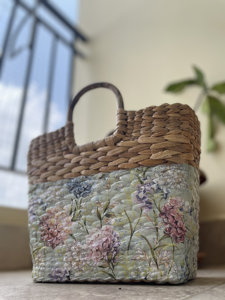 Bolso de Mano Artesanal de Jacinto de Agua Tejido a Mano, Diseño Estético de Decoupage, Bolso de Paja Ecológico, Bolso de Playa para el Verano, Regalo para Vacaciones - Product Image 5