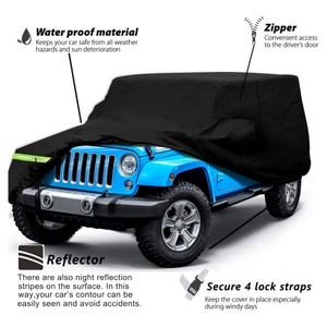 Housse de voiture noire imperméable adaptée au <span class=keywords><strong>Jeep</strong></span> <span class=keywords><strong>Wrangler</strong></span> <span class=keywords><strong>2</strong></span> portes 1987-2022, toutes saisons, avec fermeture éclair, protection contre la neige, la pluie, la poussière et la grêle - Product Image 3
