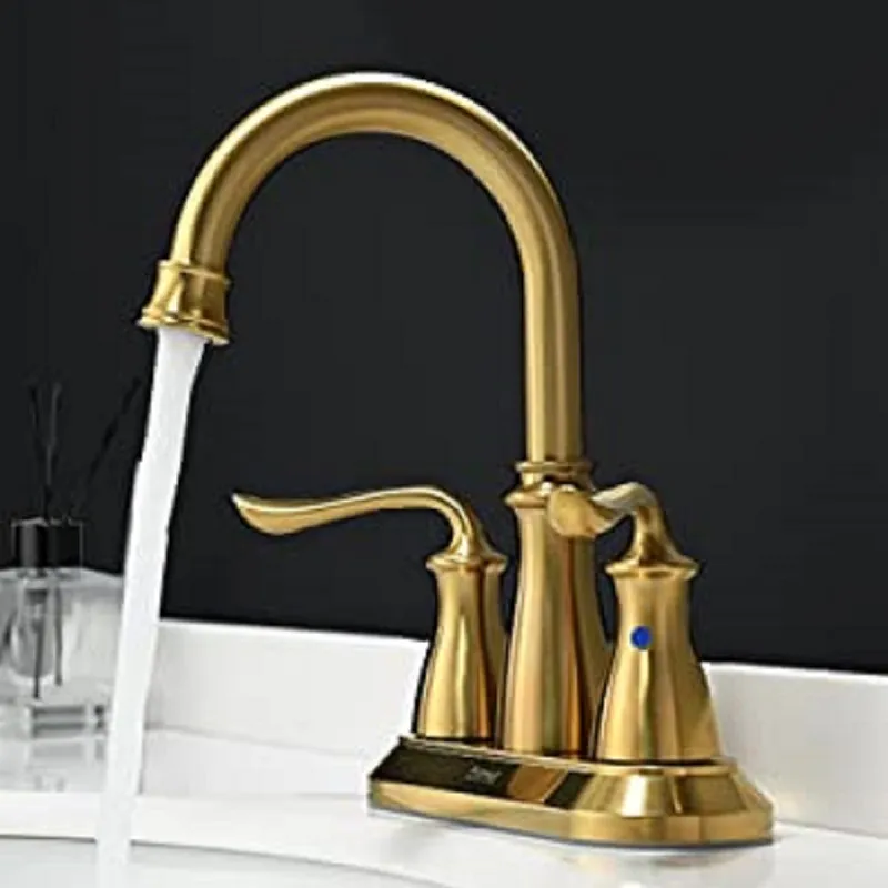 Factory Price Amazon Hot Sale 3 Hole Vanity Sink Gold Taps Bathroom Basin Faucet