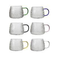 Tasse en verre à motif de marteau Simple de Style japonais, thé de ménage avec poignée, jus chauffant, tasse de fabrication de thé en verre de cristal