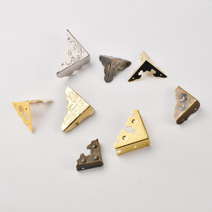 Triangle Bracket Metal <b>Corner</b> <b>Protectors</b> Retro Hollow Design For Wooden Box Edging Decoration Right Angle Pattern Hardware - Product Image 2