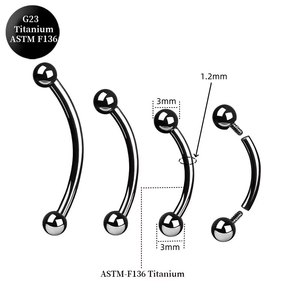 Boucles d'oreilles de piercing au nombril en titane plaqué or G23 F136, barre incurvée classique, <span class=keywords><strong>tige</strong></span> de piercing filetée internement - Product Image 3