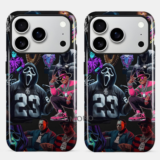 Unique 2 in 1 Sublimation Design Hip-Hop Ghost Face Halloween Spooky Phone Case for iPhone 17 Pro Max for iPhone Air 17Pro