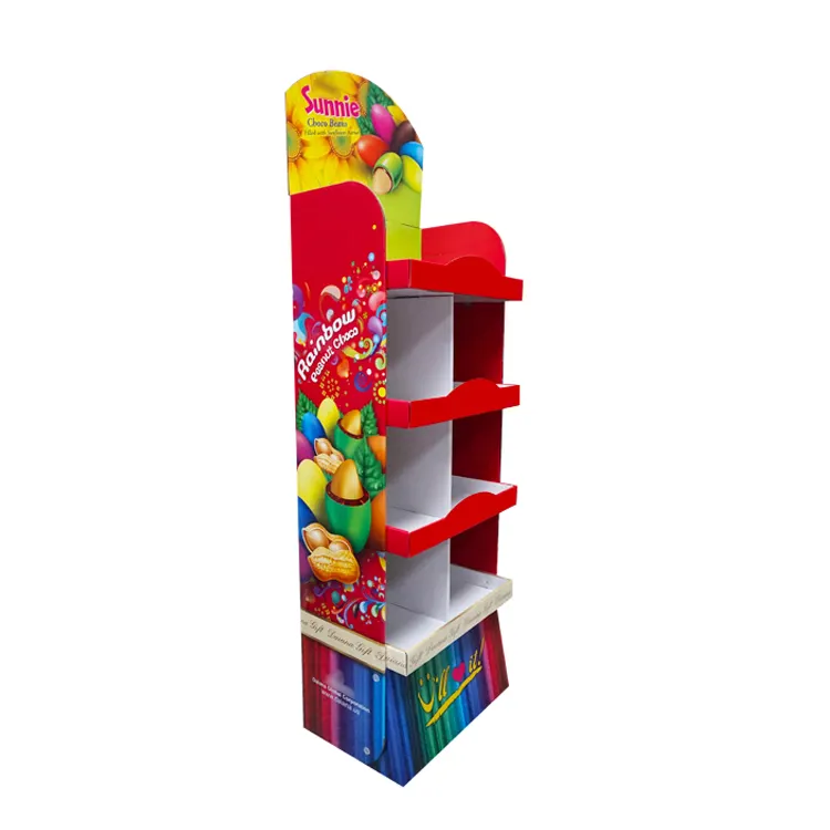 OEM Customized Retail Store POS Stand Solutions Cardboard Food Floor Display Stand POP Display For Candies