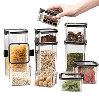 Bocaux de rangement pour cuisine, en plastique PET sans BPA, micro-ondables, grande capacité, empilables, hermétiques, vente en gros