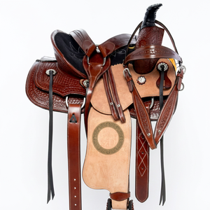Silla de Montar Occidental Artesanal Premium Personalizable de Alta Calidad, Cómoda y Ligera, de Cuero Genuino para Carreras de Barriles y Espectáculos de Rodeo - Product Image 1