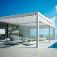 Pergola Moderne Intelligente en Aluminium à Toit Rétractable Électrique, Revêtement Poudré, pour Jardin Extérieur et Cour Arrière - Vente Flash
