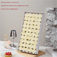 Aierflorist Fleurs artificielles en savon en forme de rose, 3 couches, 6,6*5,2 cm, 50 pièces, têtes de fleurs en savon faites à la main, souvenir pour mariage et anniversaire