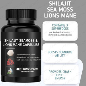 แคปซูลสาหร่ายทะเลสำหรับผู้ใหญ่ ชนิด Lion Mane Shilajit และ Sea Moss บรรจุ 60 เม็ด ช่วยเสริมสร้างภูมิคุ้มกันและบำรุงสุขภาพสมอง - Product Image 3
