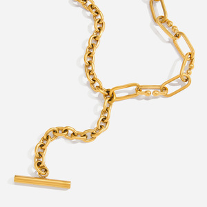 Collar de Cadena con Colgante de Barra de Acero Inoxidable, Joyería Minimalista con Borla, Accesorio de Moda para Mujer - Product Image 1