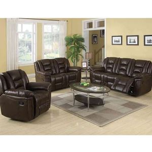 Sofá Seccional Reclinable de Cuero Marrón Moderno, Súper Cómodo, Extensible, con Masaje y Refrigeración, Muebles para Sala de Estar, Sillón de Salón - Product Image 4