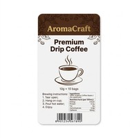 Étiquettes de café personnalisées en papier couché mat, écologiques et recyclables, avec gaufrage à chaud doré pour l'emballage de sachets de thé et de boîtes de conserve
