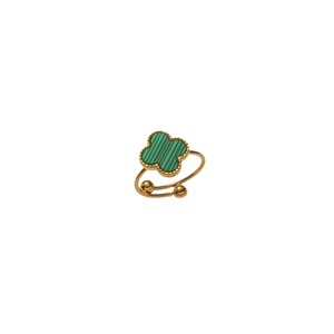 New Clover Glass Mother-of-Pearl Unisex <b>Adjustable</b> <b>Ring</b> Electroplated Niche Fresh Style Petite Design Sense Index Finger <b>Ring</b> - Product Image 4